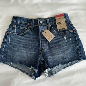 Levi's Women's 501 Distressed Jean Shorts - Dark Blue